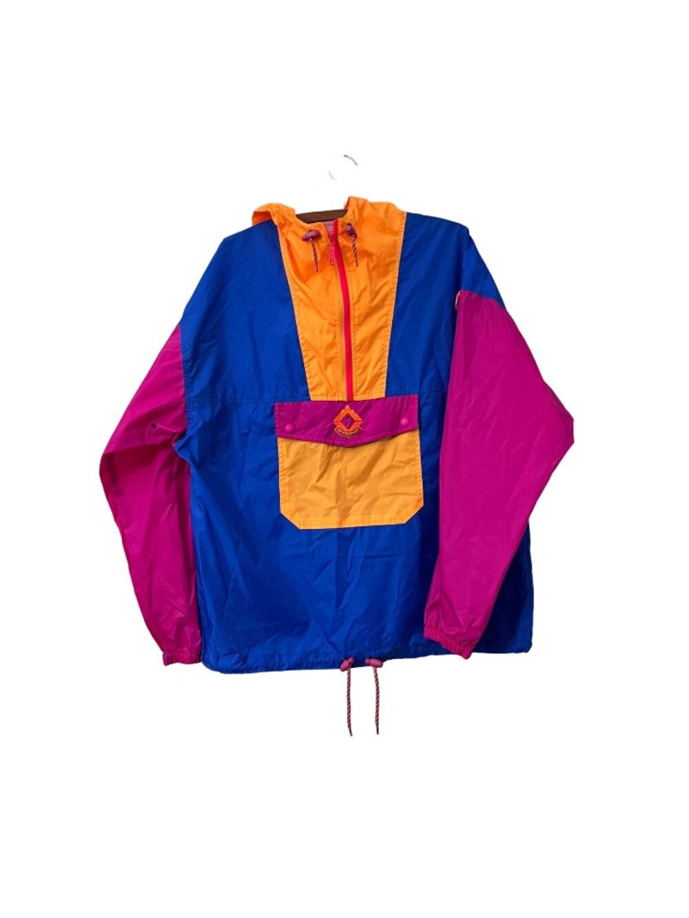 Vintage Skyr Sport Unisex Bright Colorblock Hooded Windbreaker 1/2 Zip Jacket L